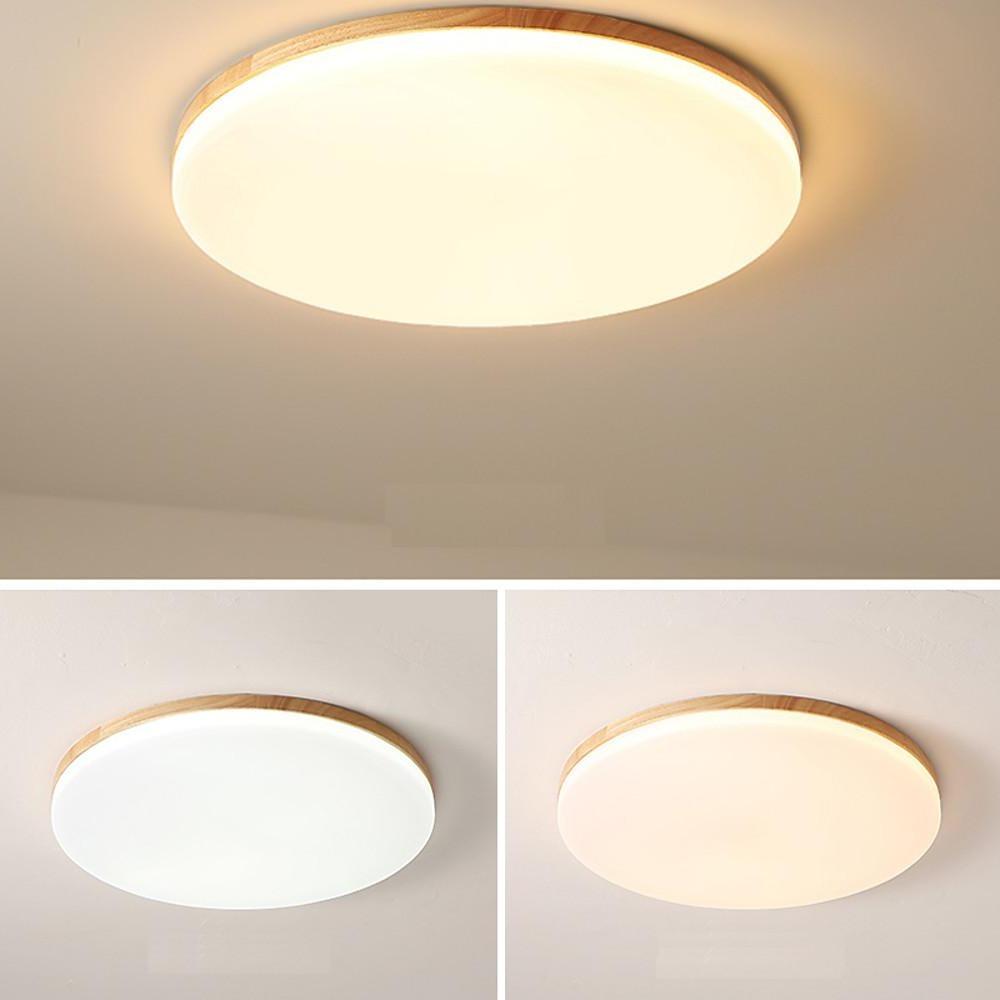 Circular Minimalist Flush Mount Light Wood Acrylic LED Ceiling Lights