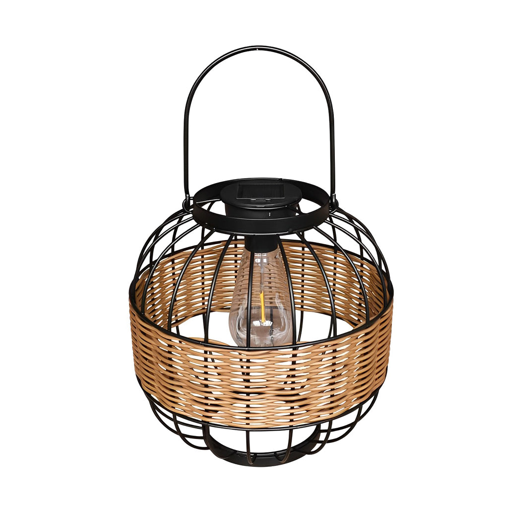 Decorative Hanging Solar Lanterns Wicker Waterproof Light