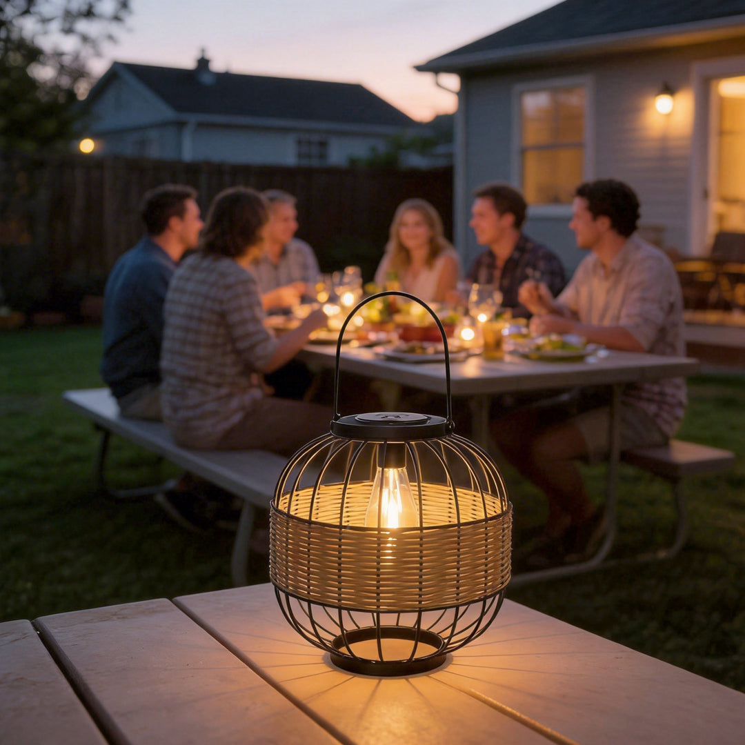 Decorative Hanging Solar Lanterns Wicker Waterproof Light