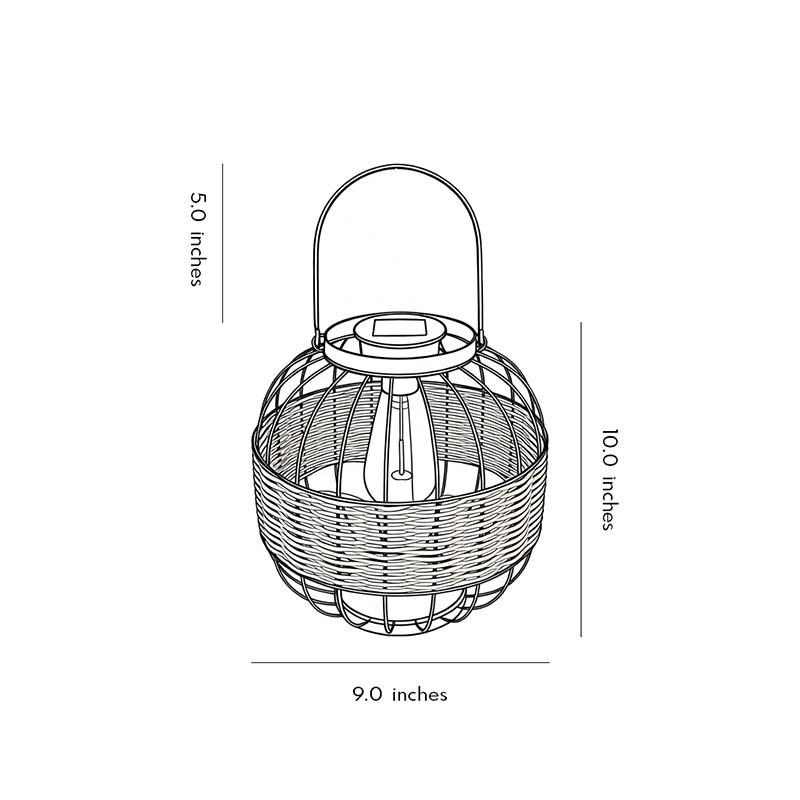 Decorative Hanging Solar Lanterns Wicker Waterproof Light