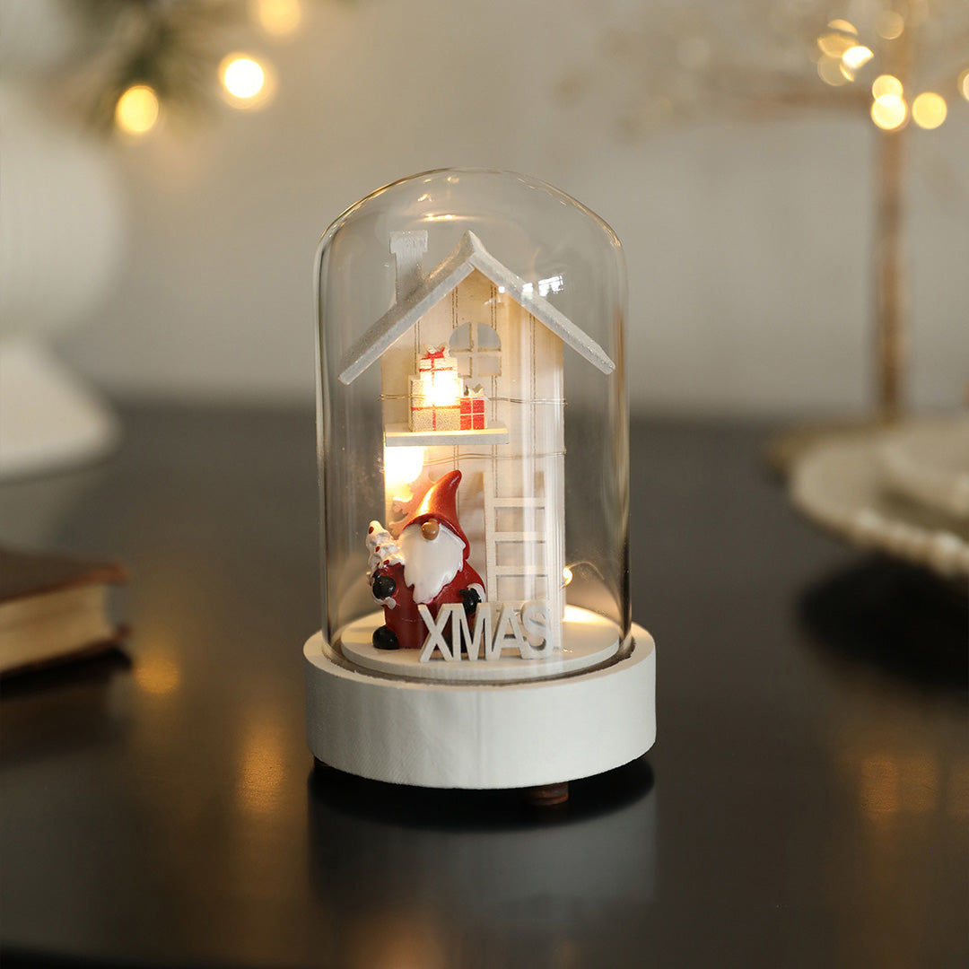 Decorative LED Table Lamp Wooden Glass Ornament Two-Pack Light