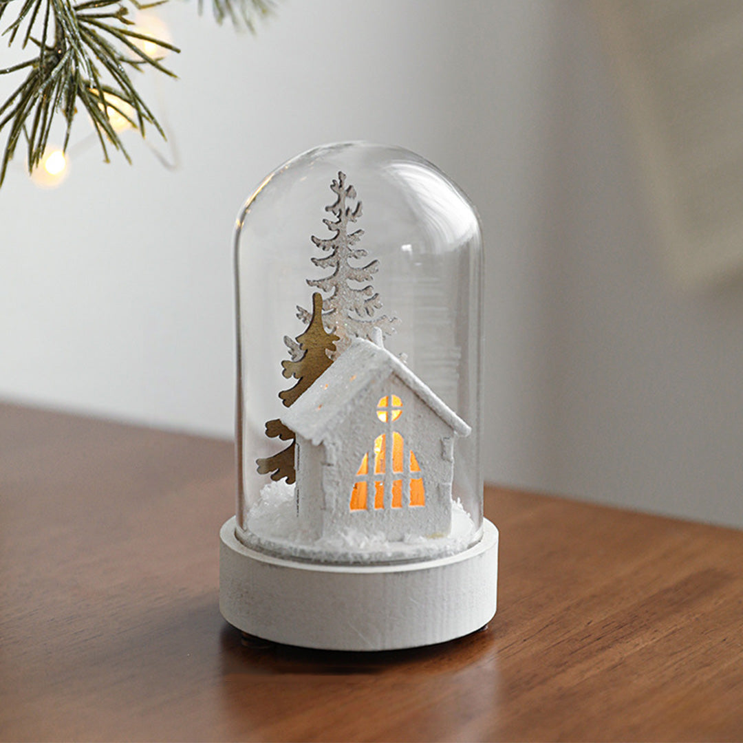 Decorative LED Table Lamp Wooden Glass Ornament Two-Pack Light