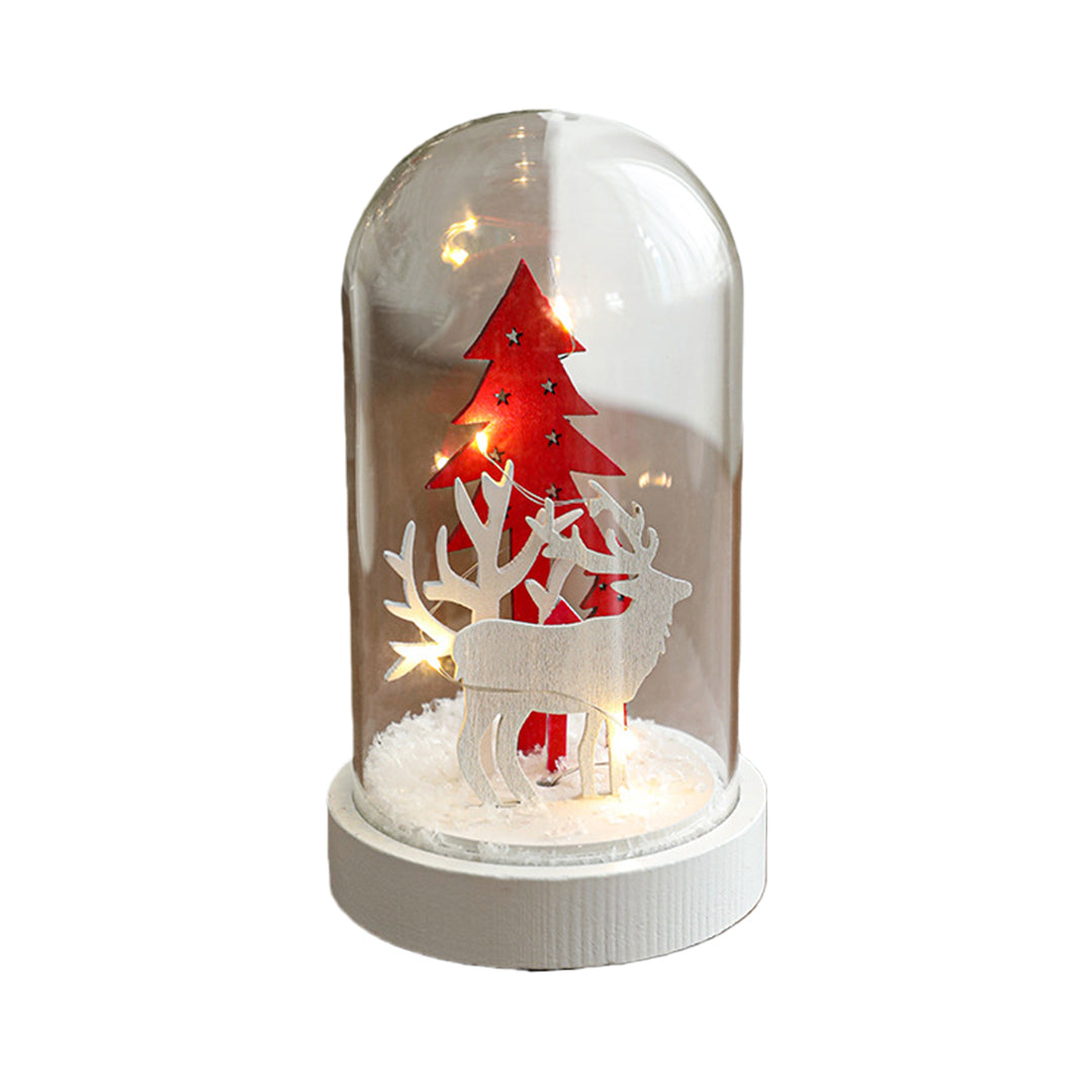 Decorative LED Table Lamp Wooden Glass Ornament Two-Pack Light
