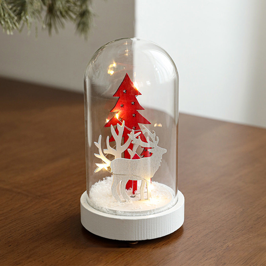 Decorative LED Table Lamp Wooden Glass Ornament Two-Pack Light