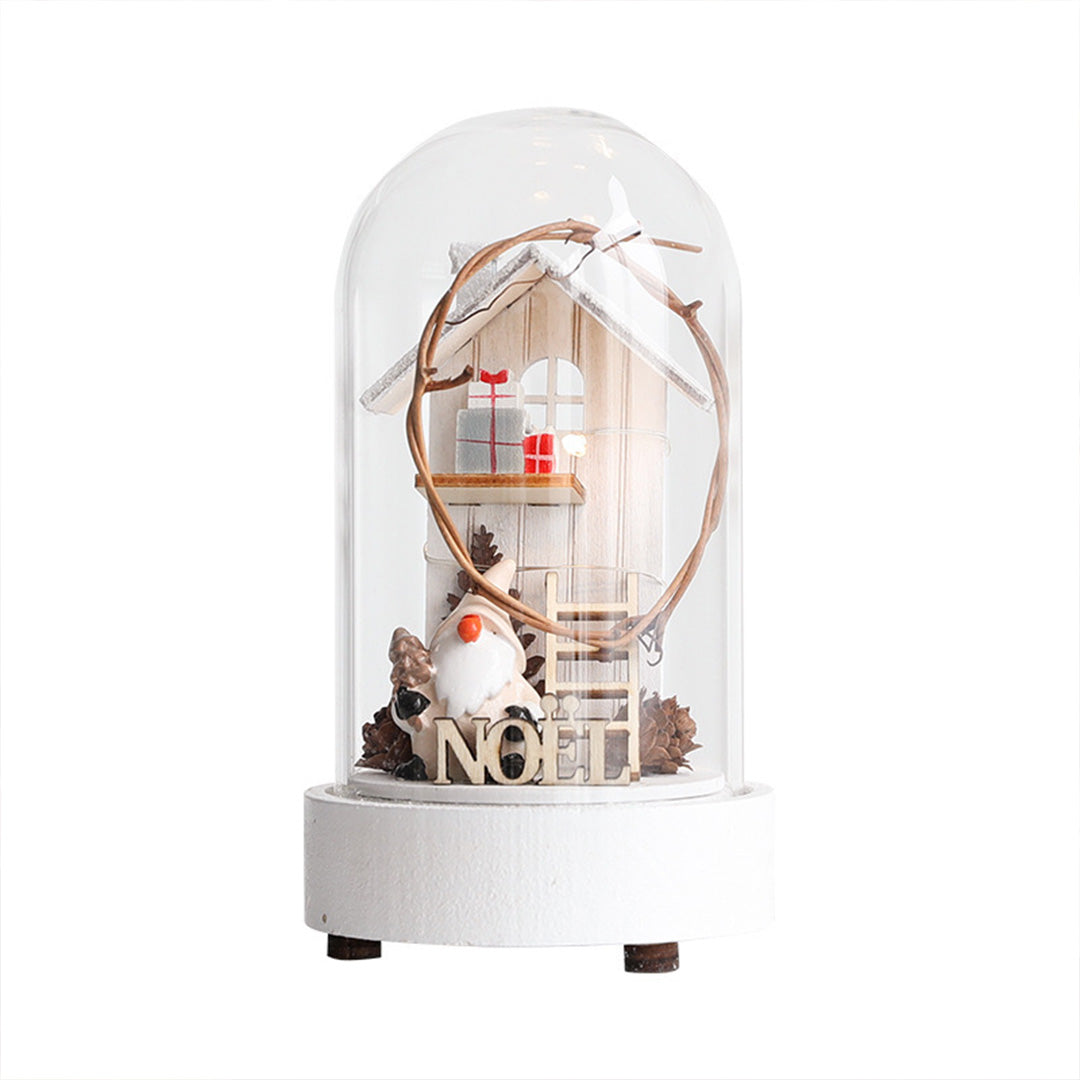 Decorative LED Table Lamp Wooden Glass Ornament Two-Pack Light