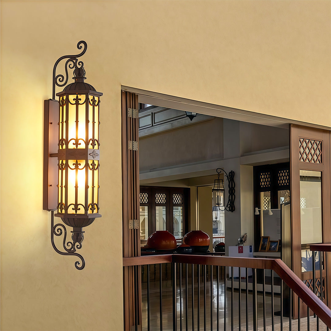 LED Outdoor Wall Lighting European Retro Dual-Head Round Lamp