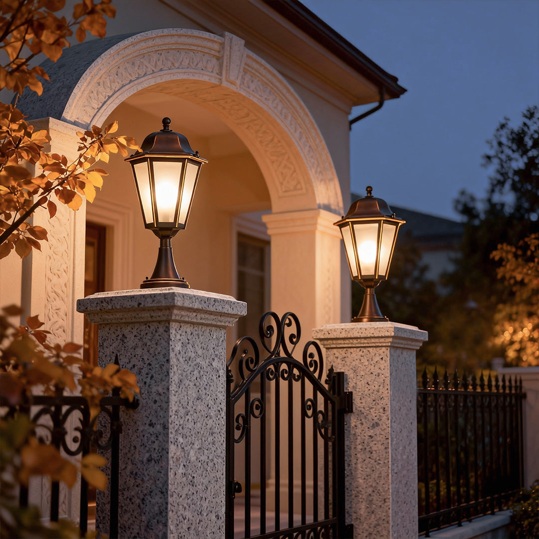 Light for Pillar Outdoor Hexagonal Modern Creative Retro Lamp