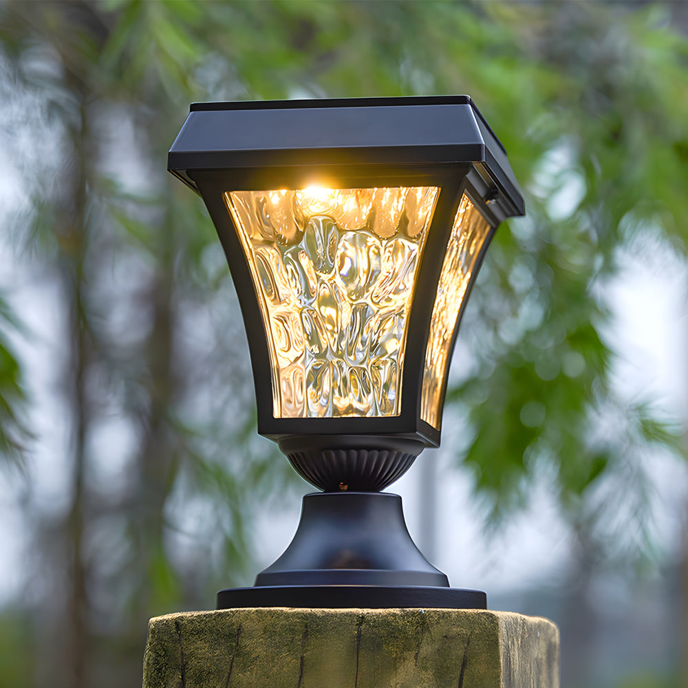 LED Solar Fence Post Cap Lights Waterproof Cast Lanterns Light