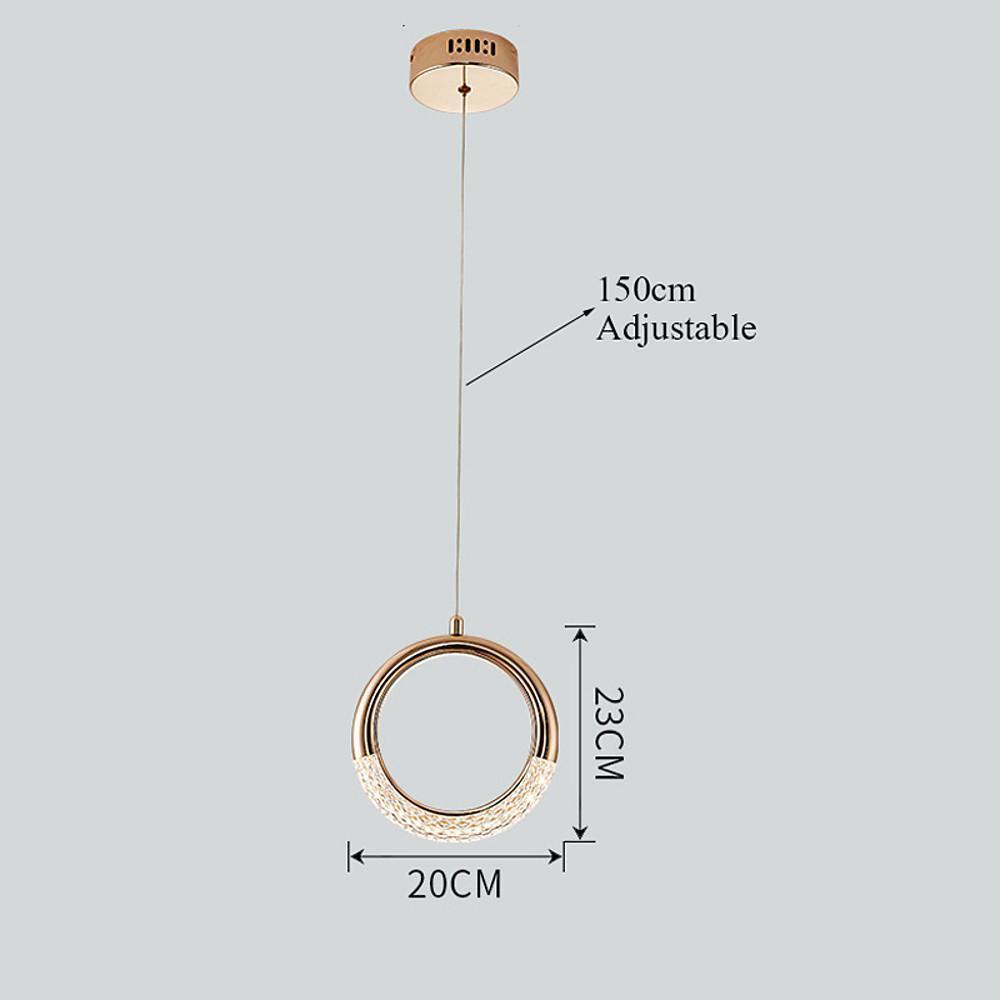 Ring Shaped LED Electroplated Metal Modern Pendant Light Hanging Lamp