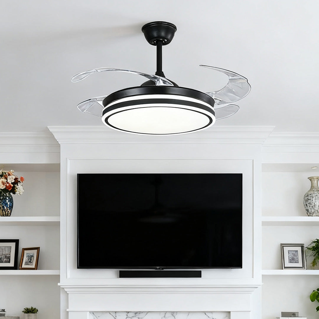 Black Ceiling Fan with Lights Remote Control Stylish All-Copper Lamp