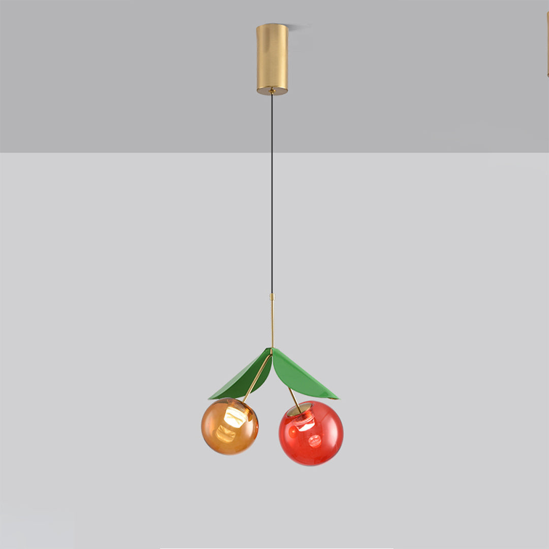 Glass Globe Pendant Light Fixture Nordic Creative Cherry LED Artistic Ceiling Light