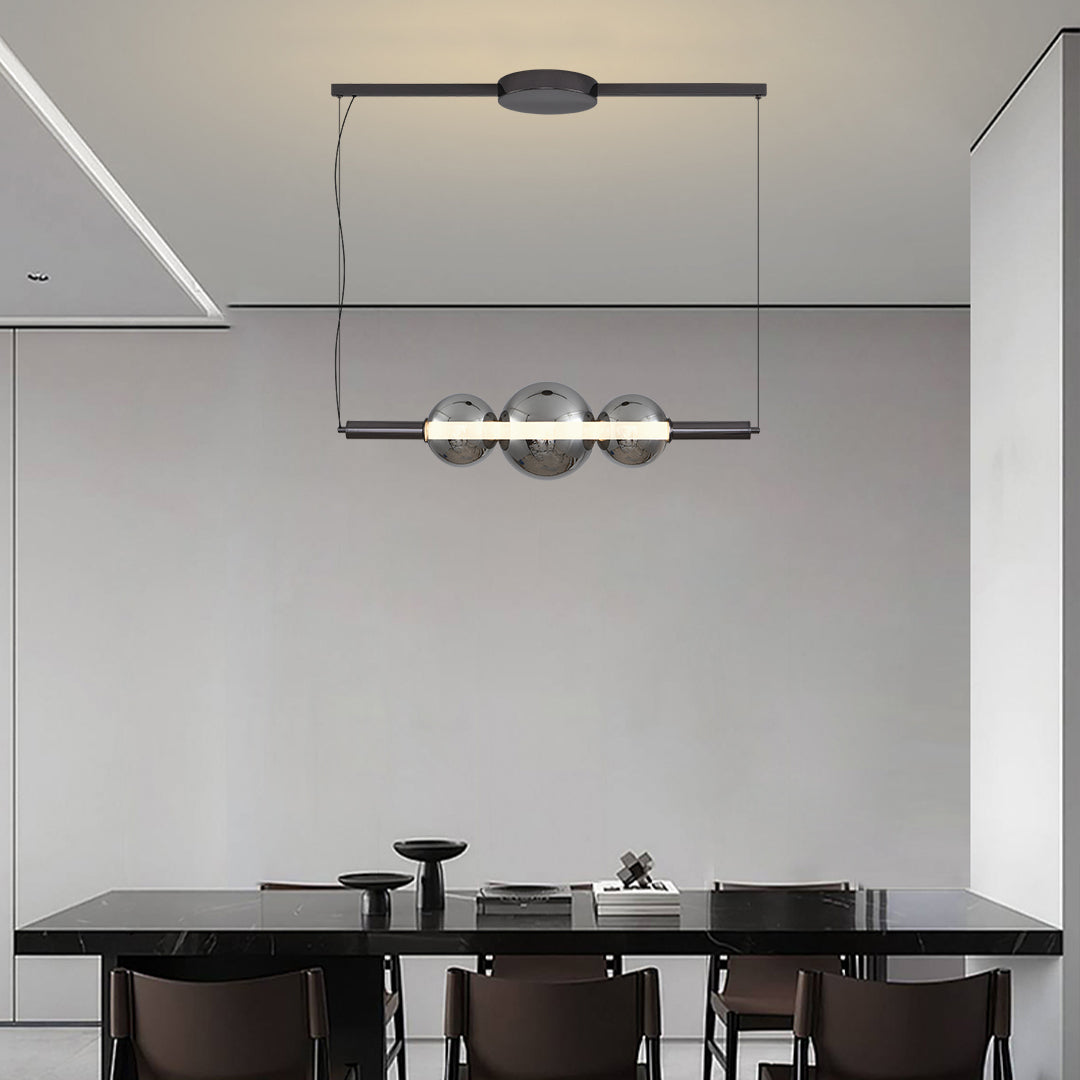 Minimalist LED Silver Pendant Light For Kitchen Island Modern