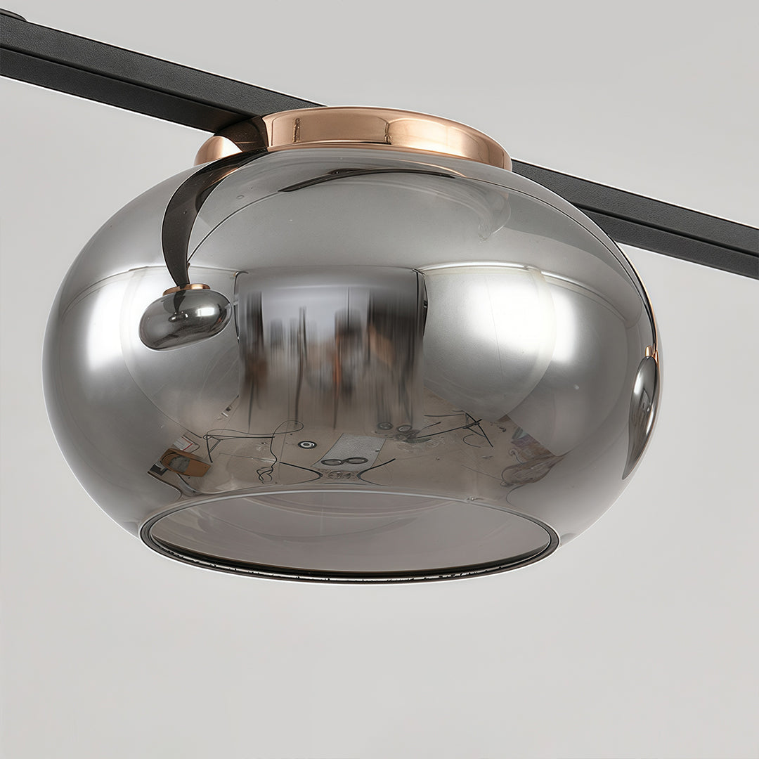 Gray Glass Pendant Light Globe wide-spectrum Metal Ceiling Light