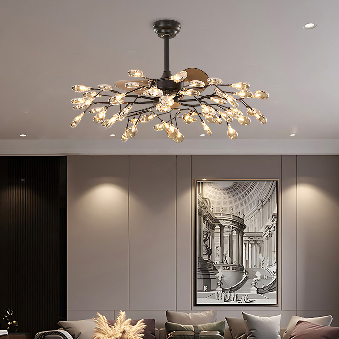 Glam Ceiling Fan with Light Minimalist Luxury Artistic Fan Lamp