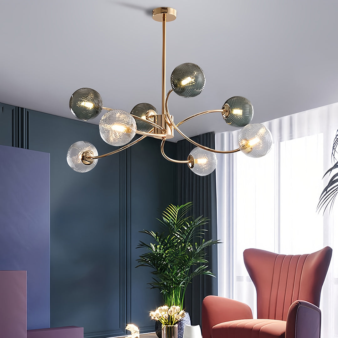 Clear Glass Flush Mount Ceiling Light Gold Finish 6-Head Creative Lamp