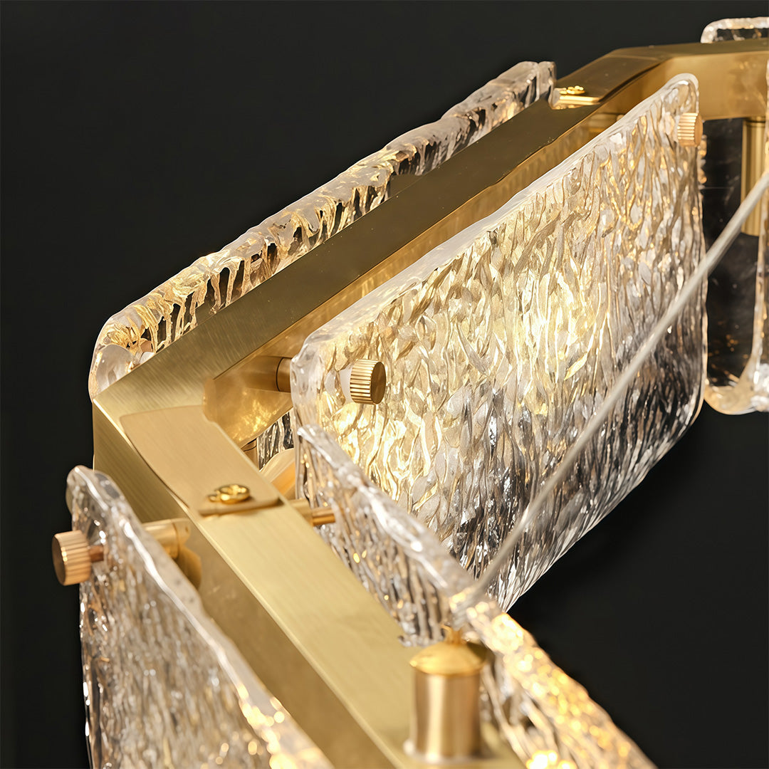 Rectangular Glass Chandelier Italian Luxury Full Brass Ceiling Light