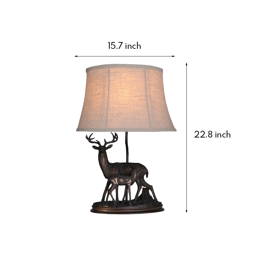 Deer Table Lamp Sculpted Mother and Fawn Decorative Light