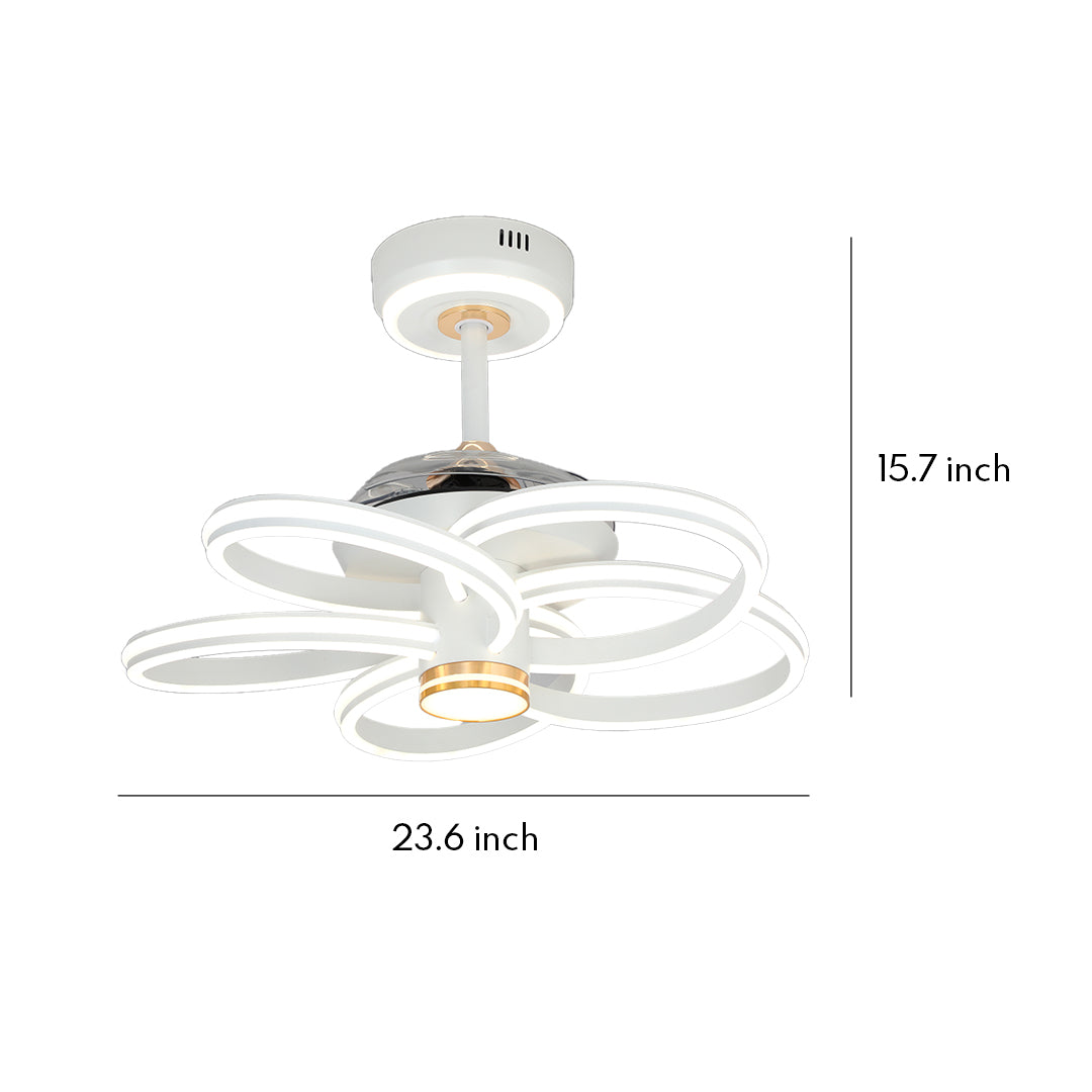 Ceiling Fans White with Light Variable Frequency Flower Iron Art Lamp