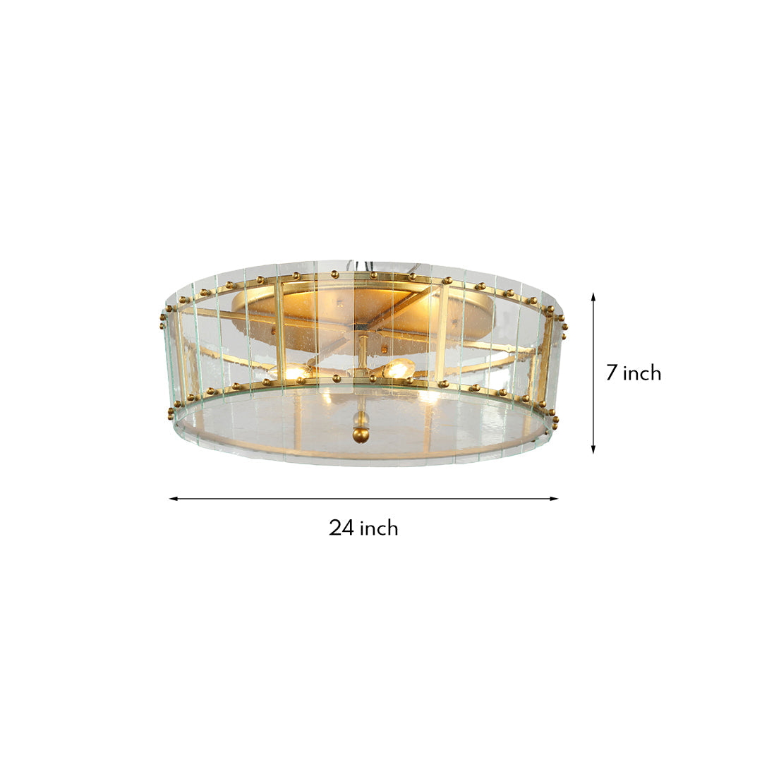 Flush Mount Gold Light Contemporary Elegant Luxury Round Glass Light