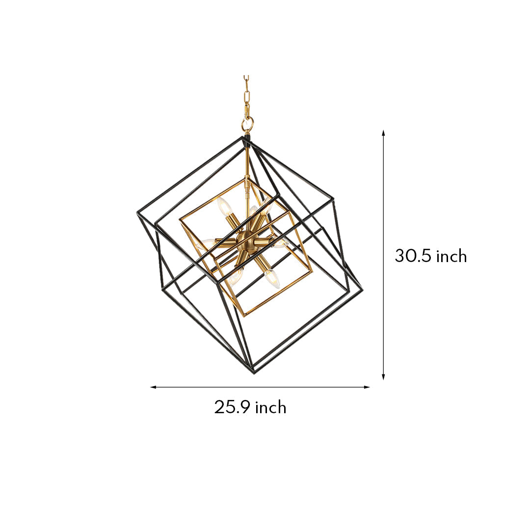 Square Pendant Lights Industrial Iron Artisan Dual-Color Ceiling Light