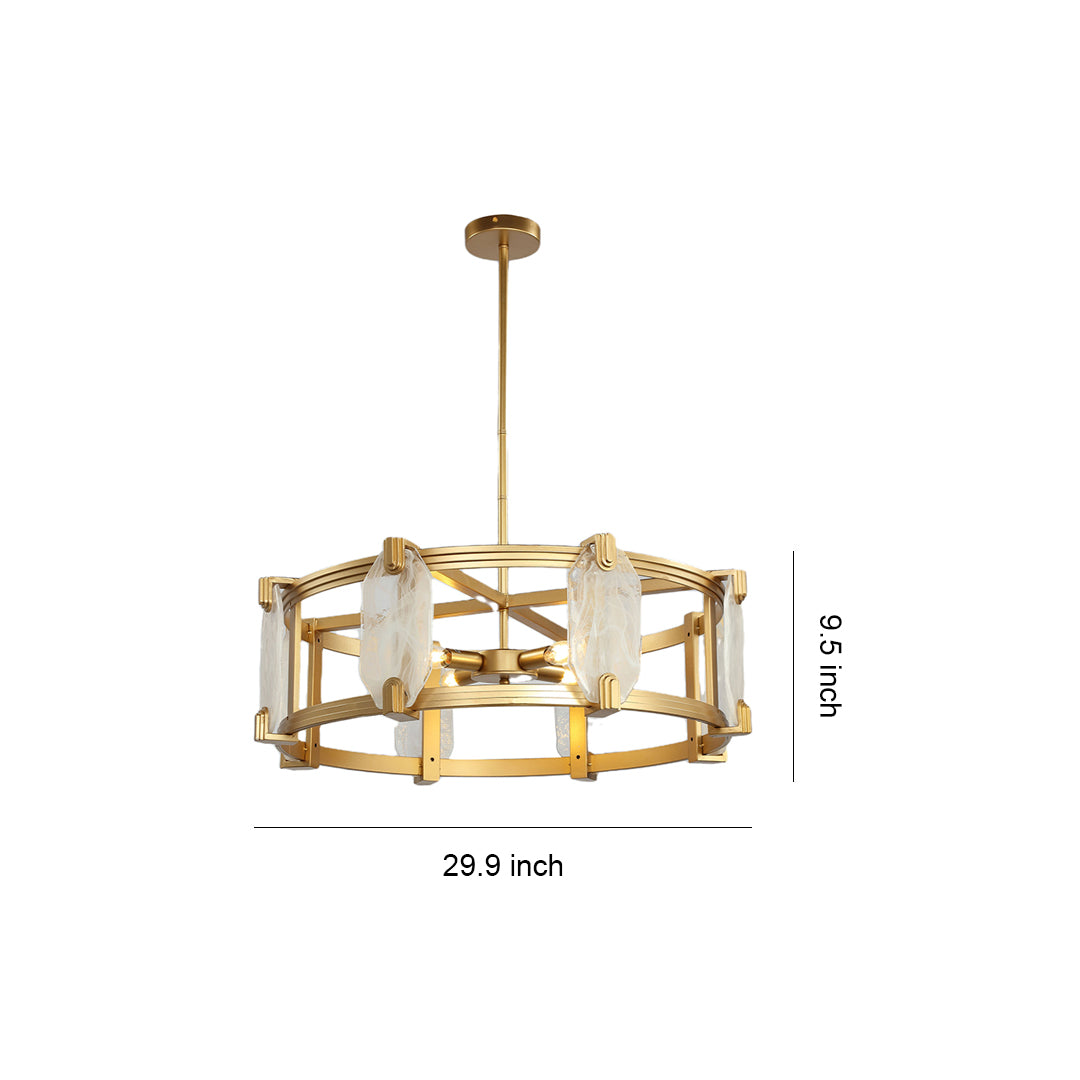 Round Glass Chandelier Featuring a Classic American Ceiling Light