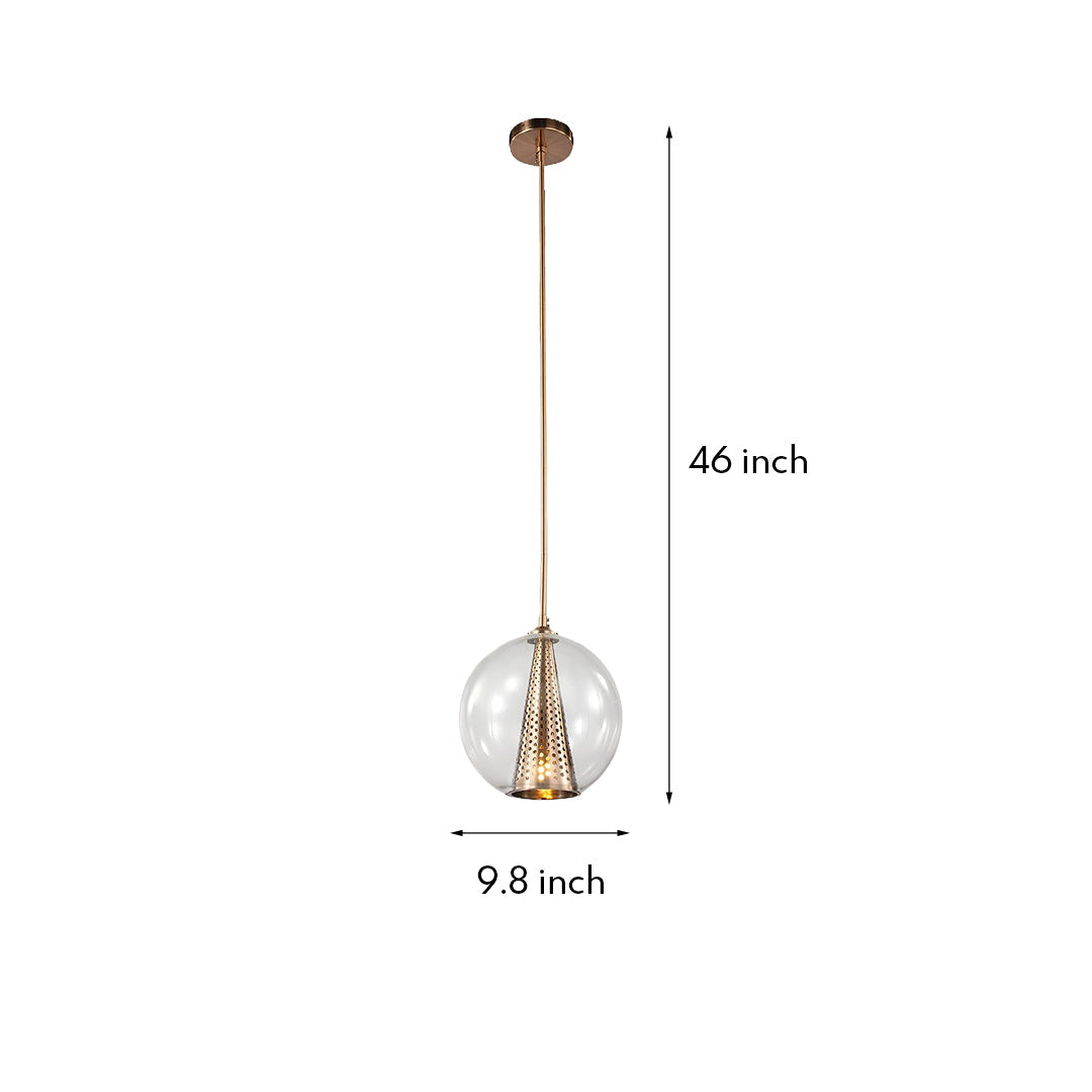 Glass Ball Pendant Lights Perforated Metal Cone Chic Ceiling Light