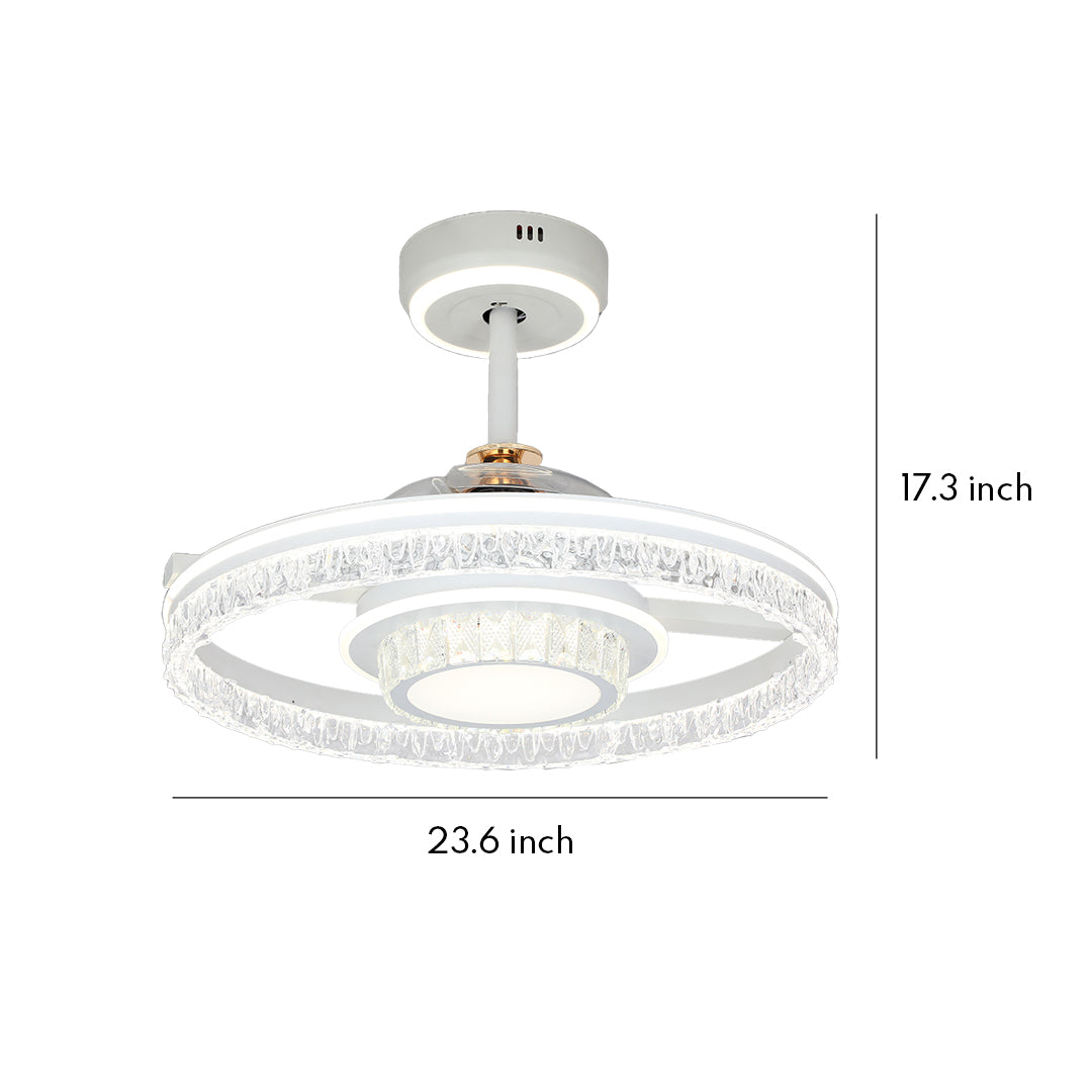 Ceiling Fan with Round Light White Aluminum Body Nordic Luxury Lamp