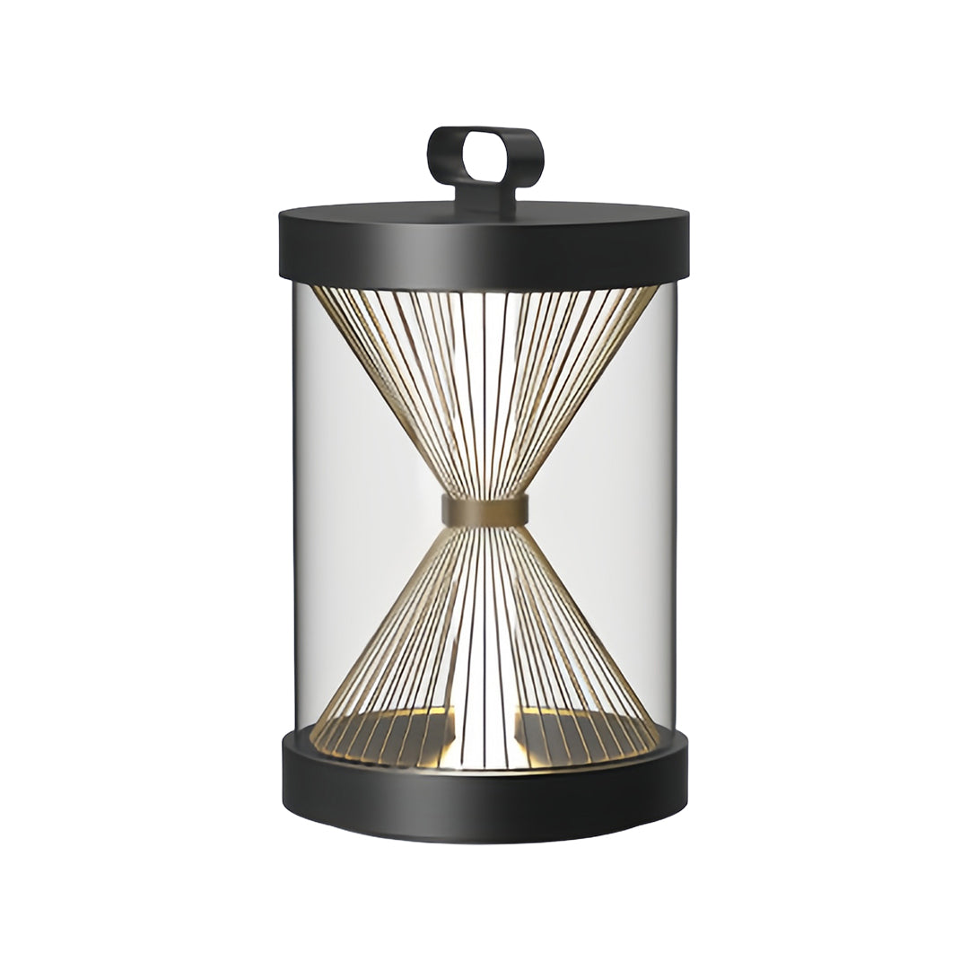 Black Outdoor Lantern Hourglass Design Versatile Portable Light