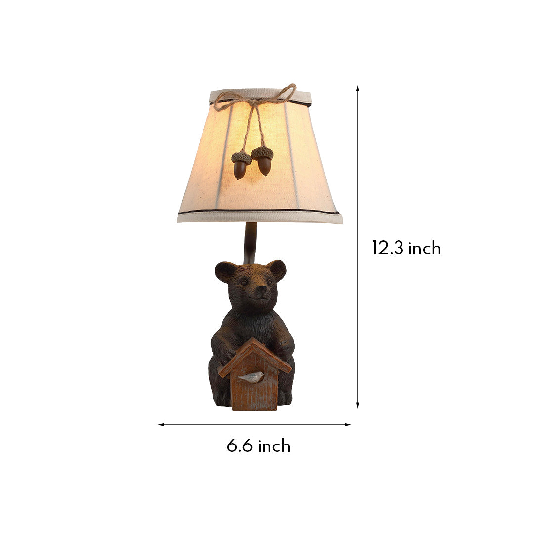 Bear Table Lamp European-Style Charming Novelty Fabric Lampshade Light