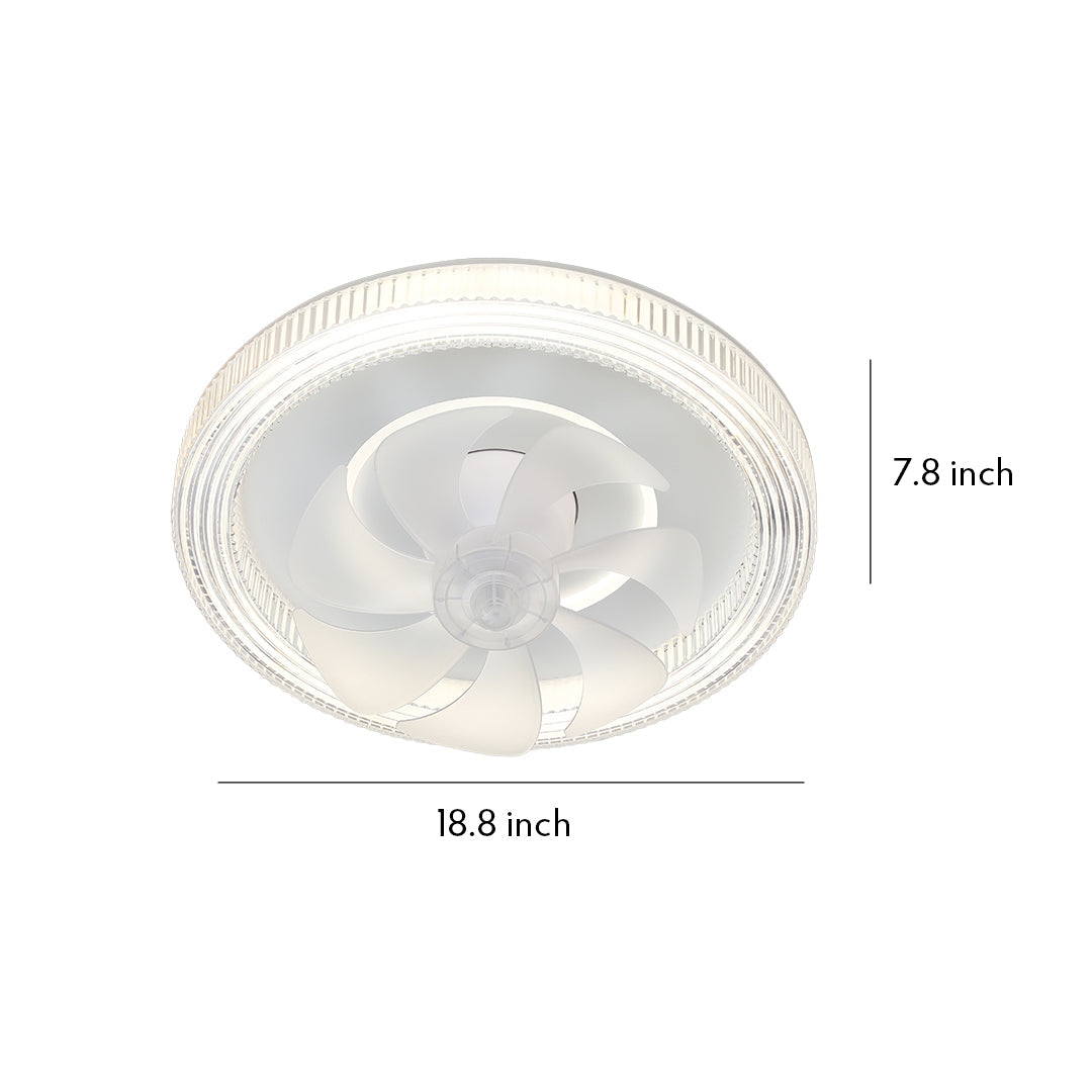 Circular Ceiling Fan with Light White Finish Simple LED Lamp