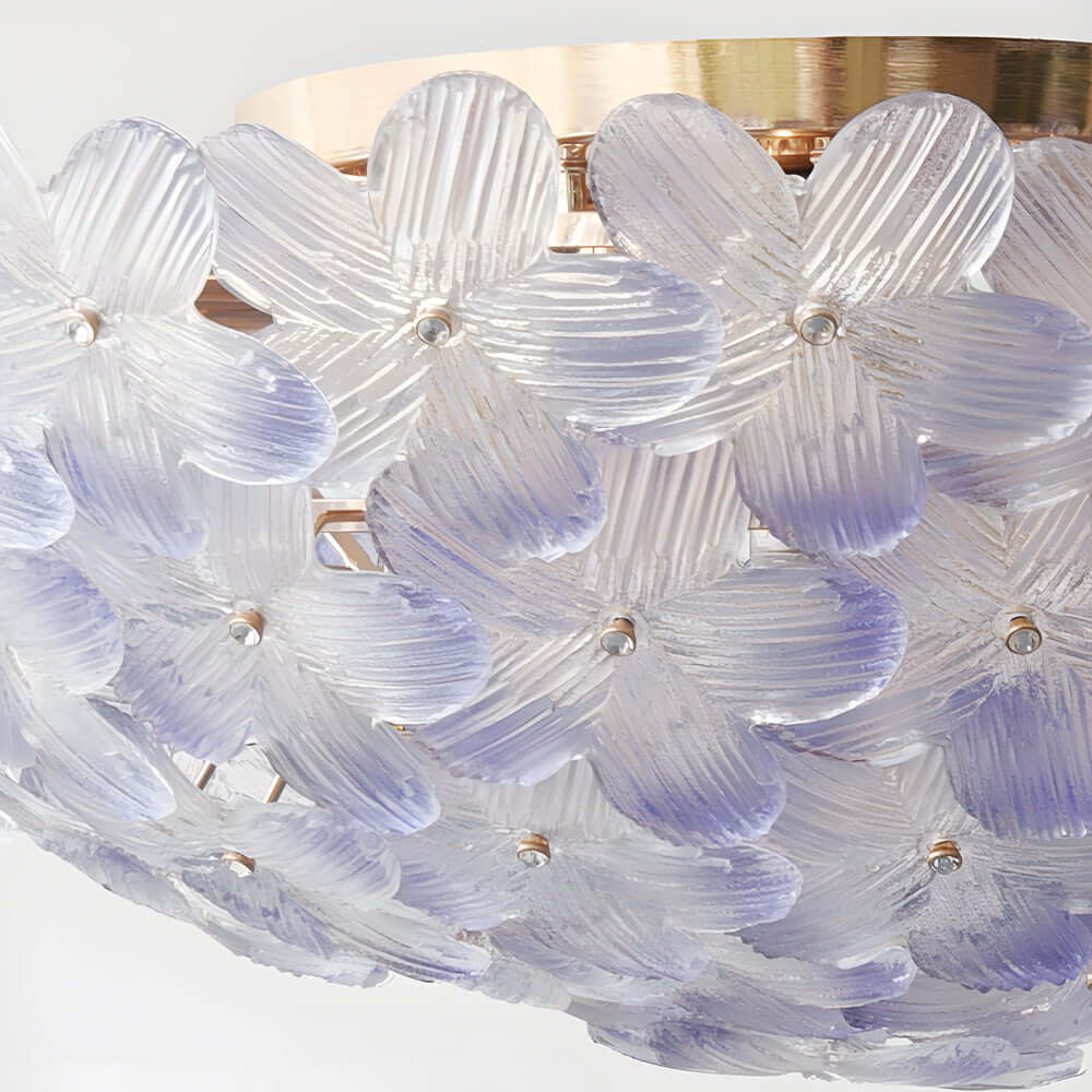 Glass Semi Flush Mount Ceiling Light French Petal Light