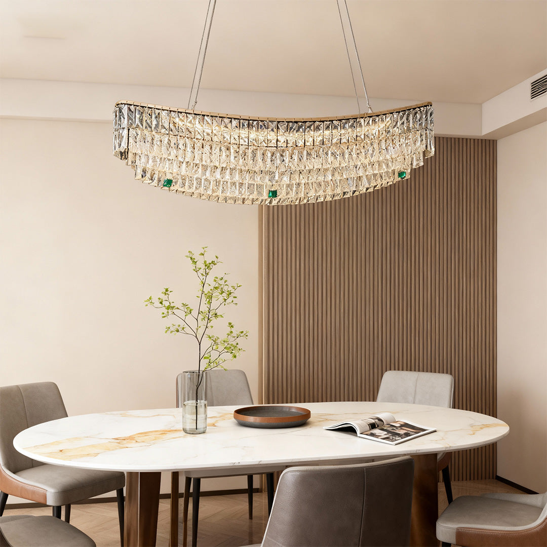 Crystal Pendant Chandelier Luxury Carbon Steel Ceiling Light