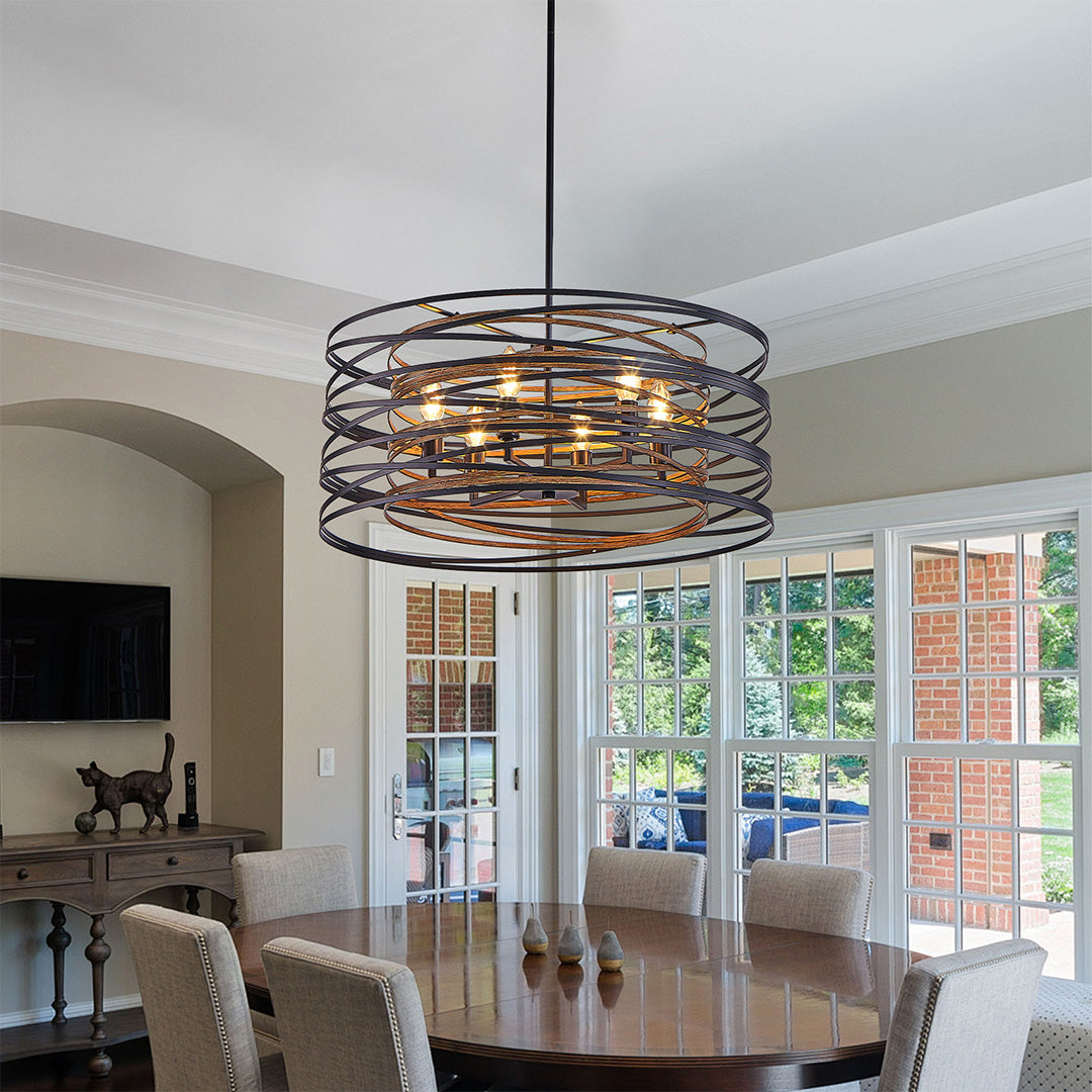 Black Drum Pendant Light Iron Cage Round Cylinder Ceiling Lights