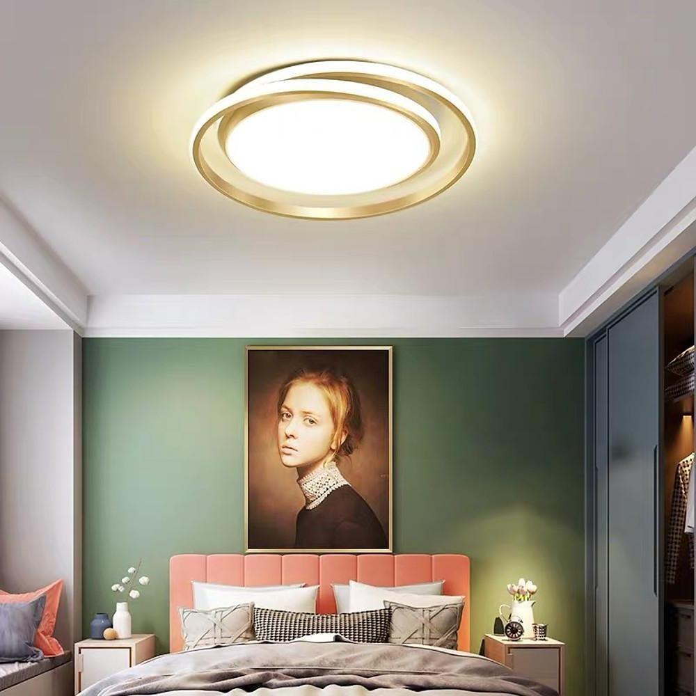 Creative Circular LED Modern Black Gold Flush Mount Ceiling Lighting for Bedroom