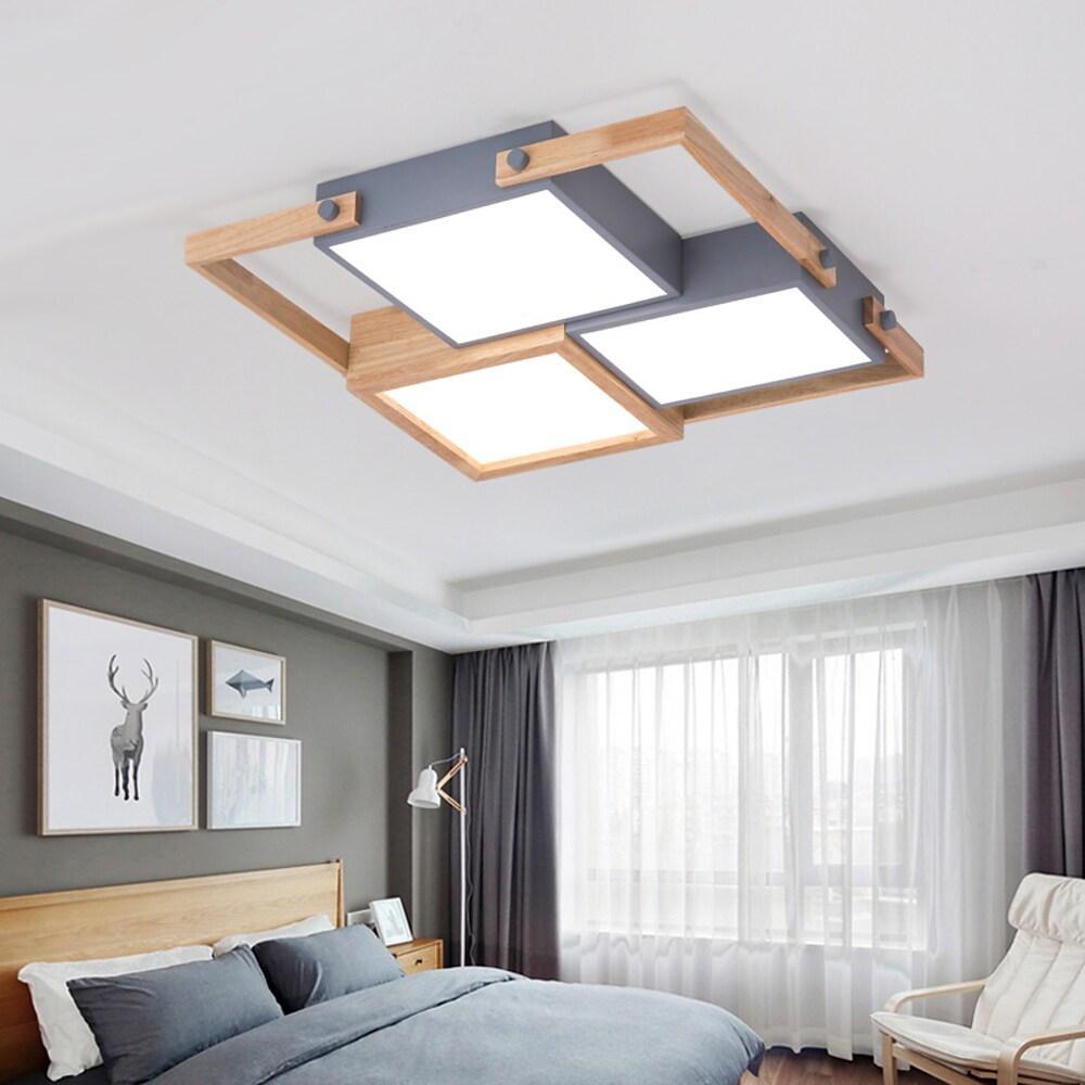 LED Square Ceiling Lights Wooden Frame Recessed Light