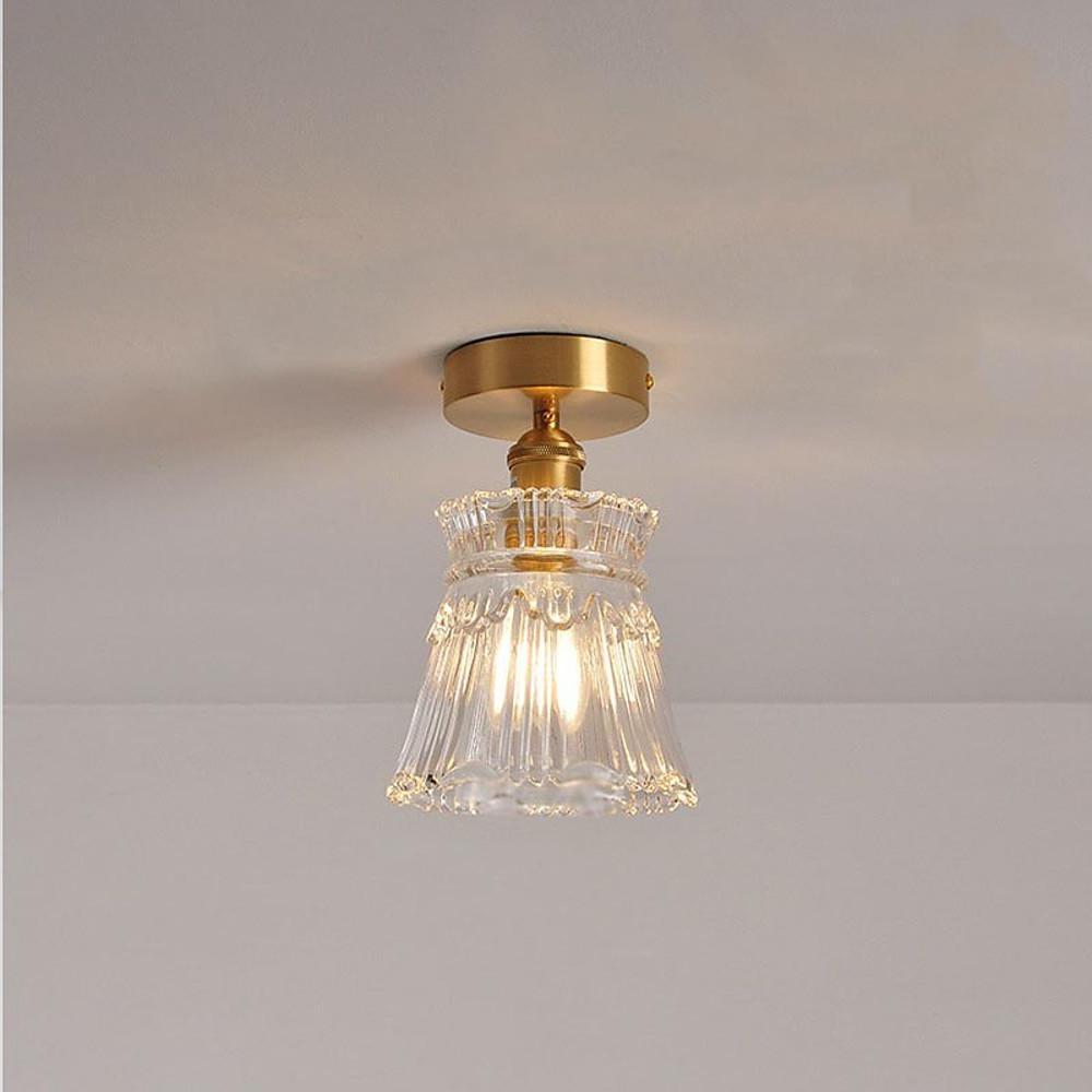 Lantern Modern Glass Copper Flush Mount Ceiling Lighting