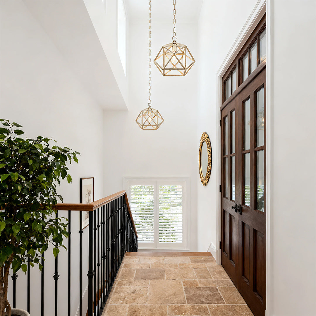 Gold Metal Pendant Light Adjustable Chain Chic Geometric Ceiling Light