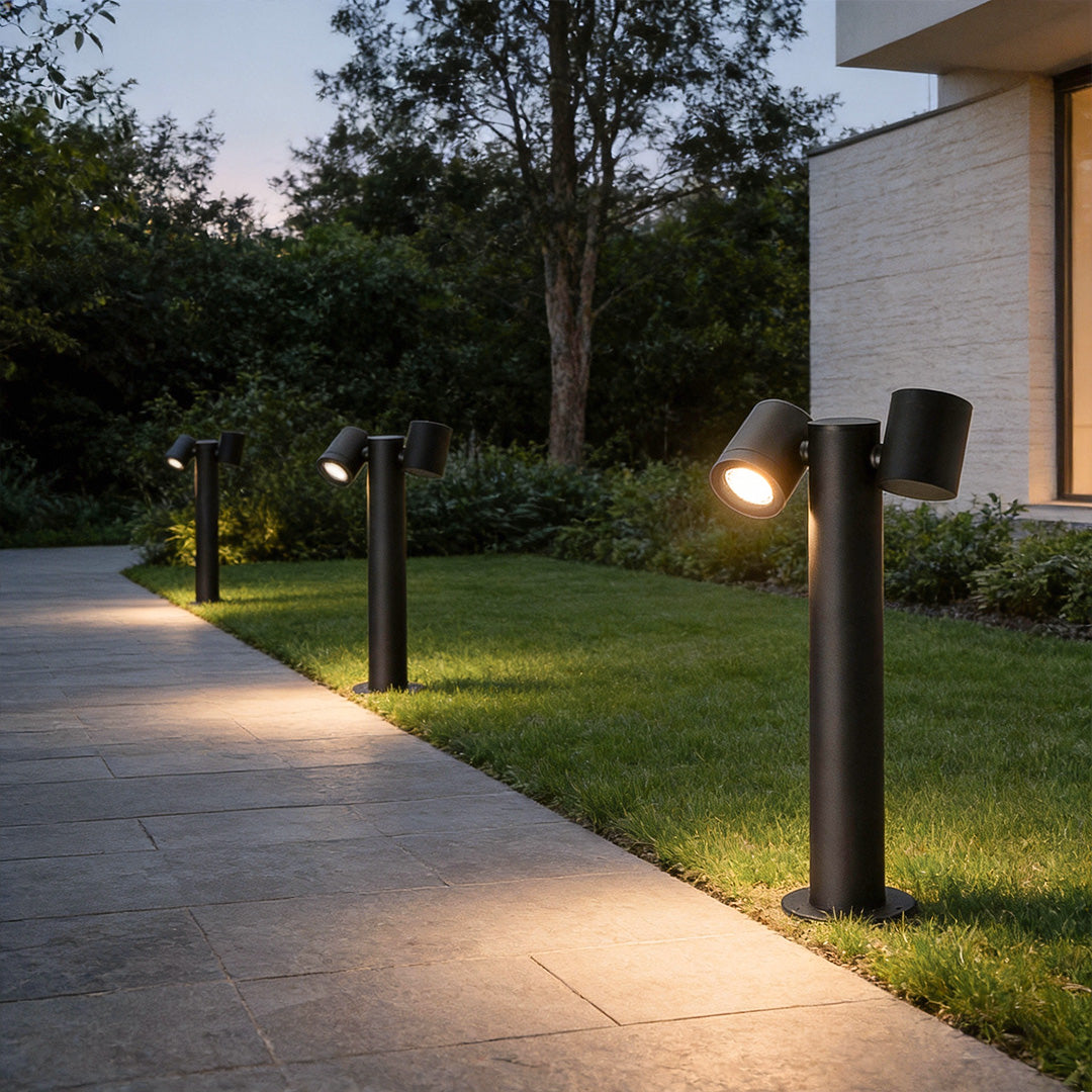Double Light Bollard Light Rotatable Outdoor Lawn Light