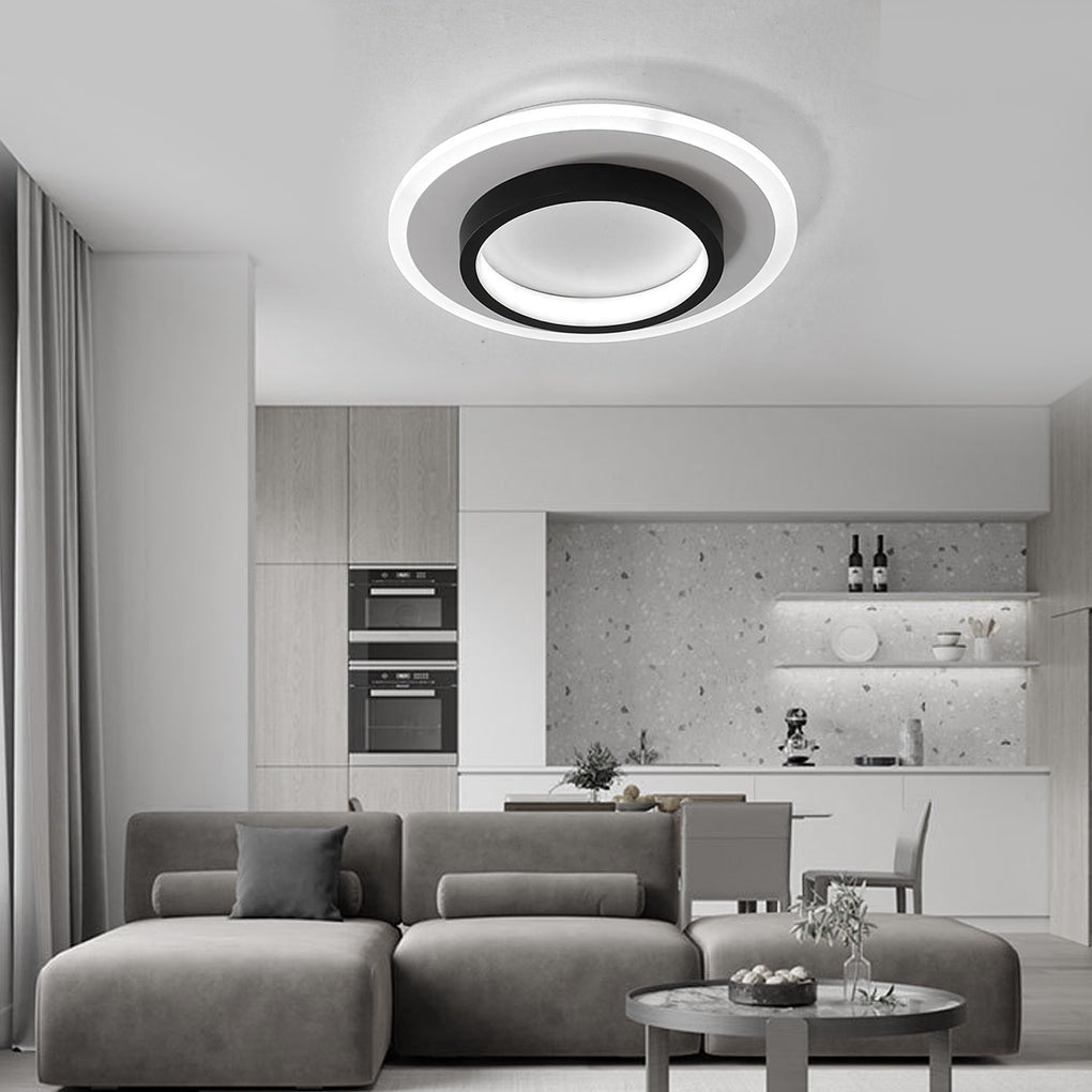 Double Ring Flush Mount Modern 2-Light Round LED Light