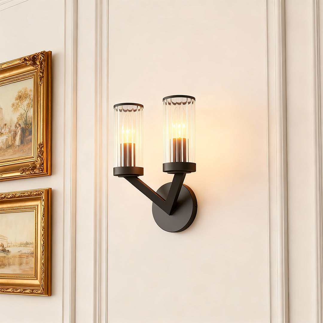 Double Sconce Wall Light Nordic Glass Pure Copper Lamp