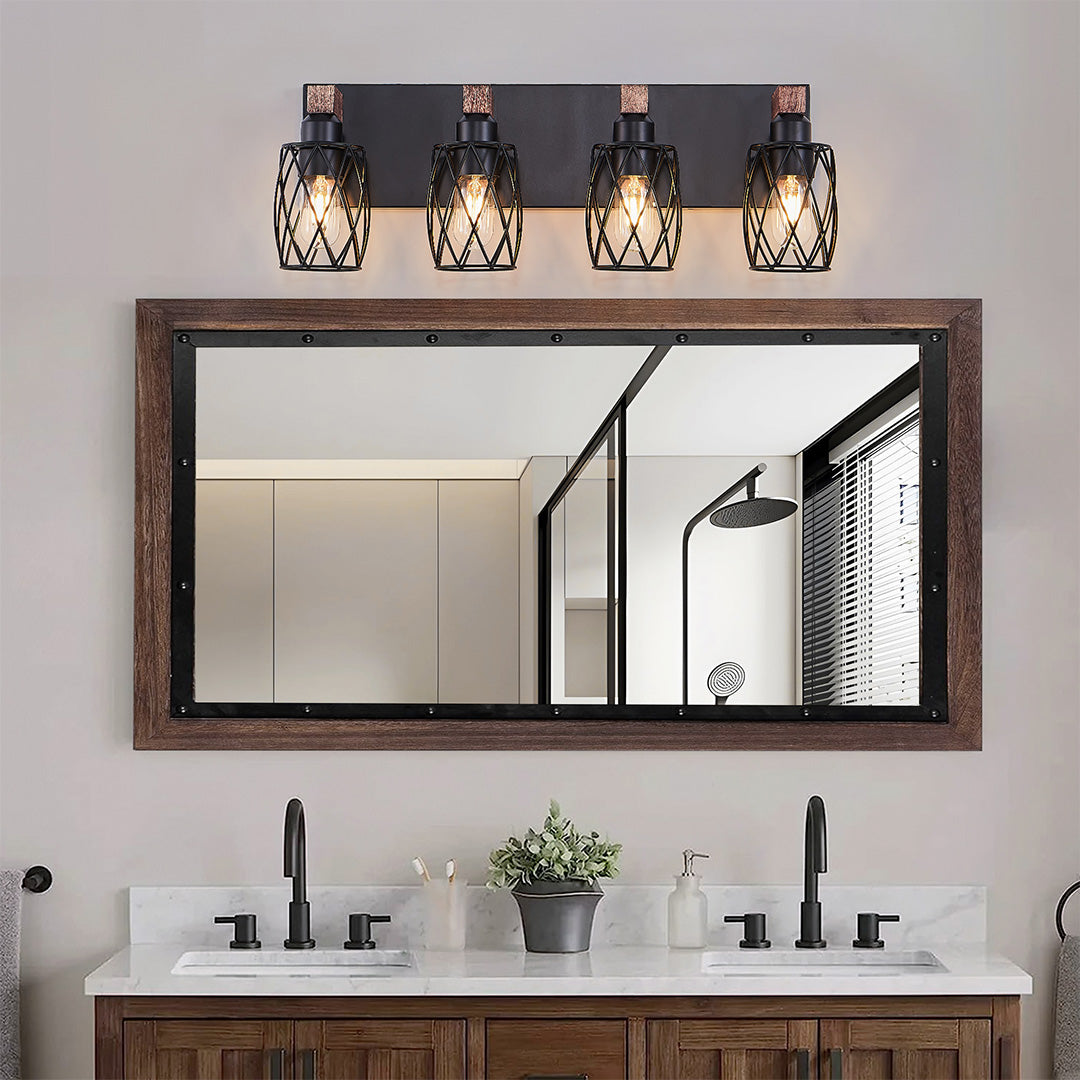 Black Vanity Bathroom Lights Metal Cage Mirror Lamp