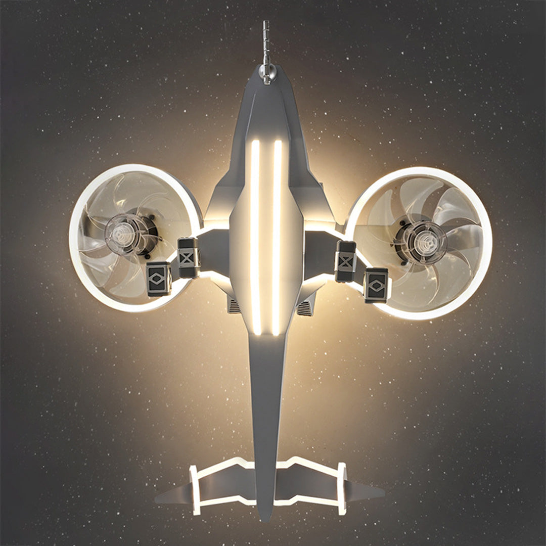 Kids Ceiling Fan With Light Fighter Jet Shaped wide-spectrum Fan Light