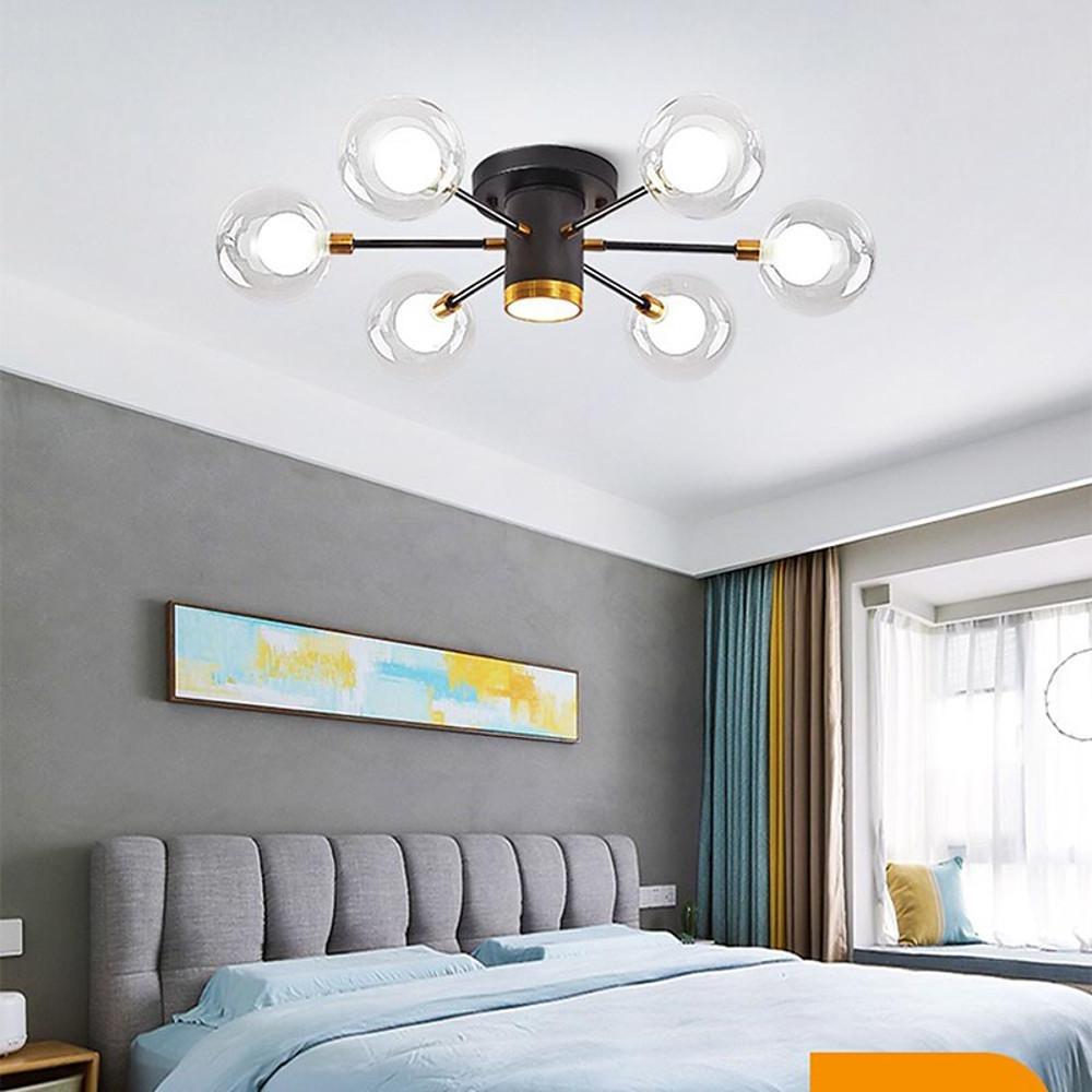 Globe Large Semi Flush Mount Lighting Metal Glass Ceiling Lights