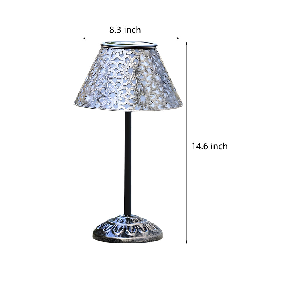 Solar Silver Metal Table Lamp LED Waterproof Outdoor Lamp