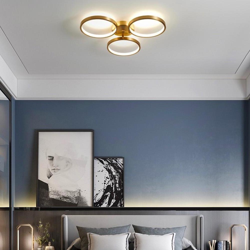 Three Light Flush Mount Ceiling Light LED Copper Modern Flush Mount Lighting