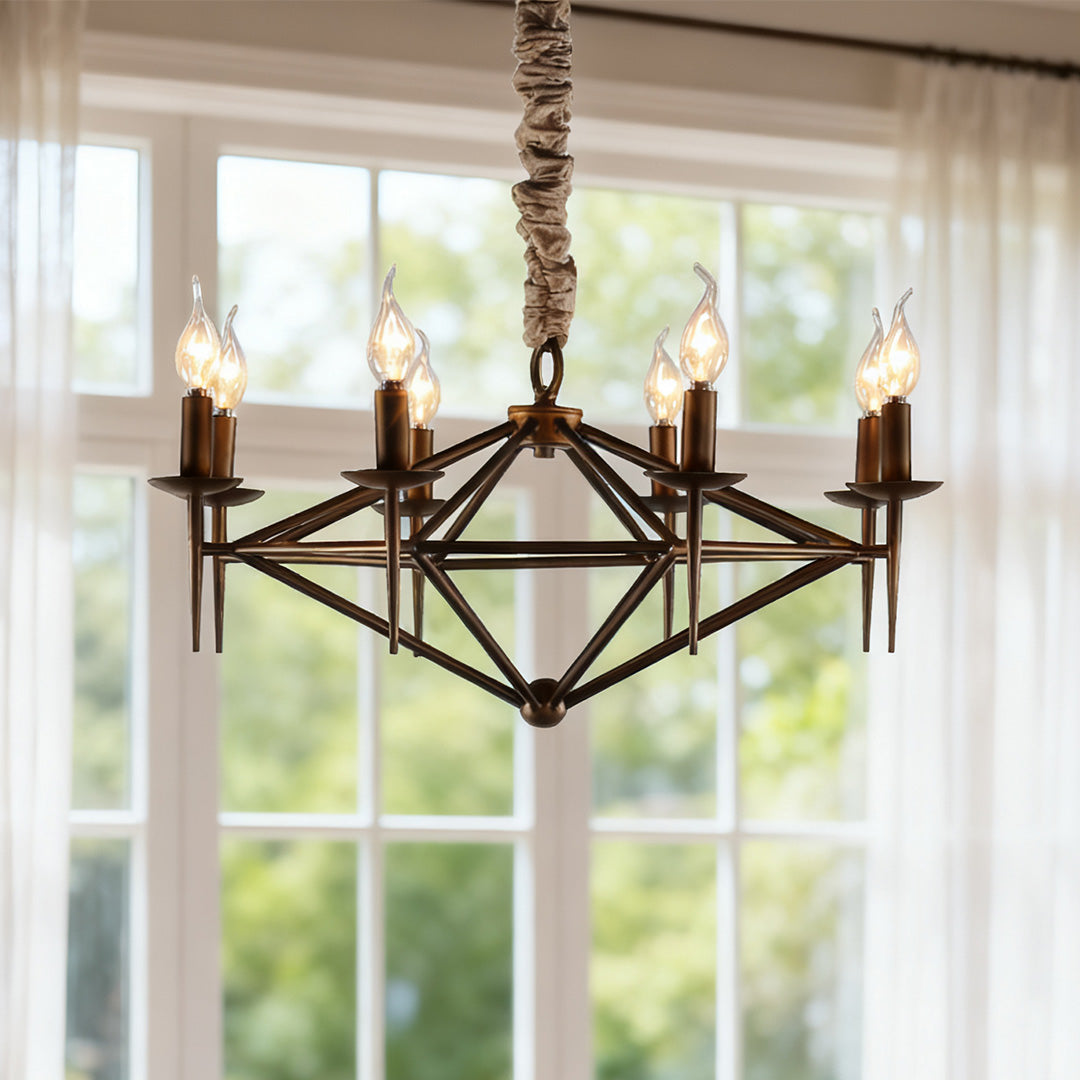 Brown Chandelier Nordic Style Acrylic Elegant Metal Ceiling Light
