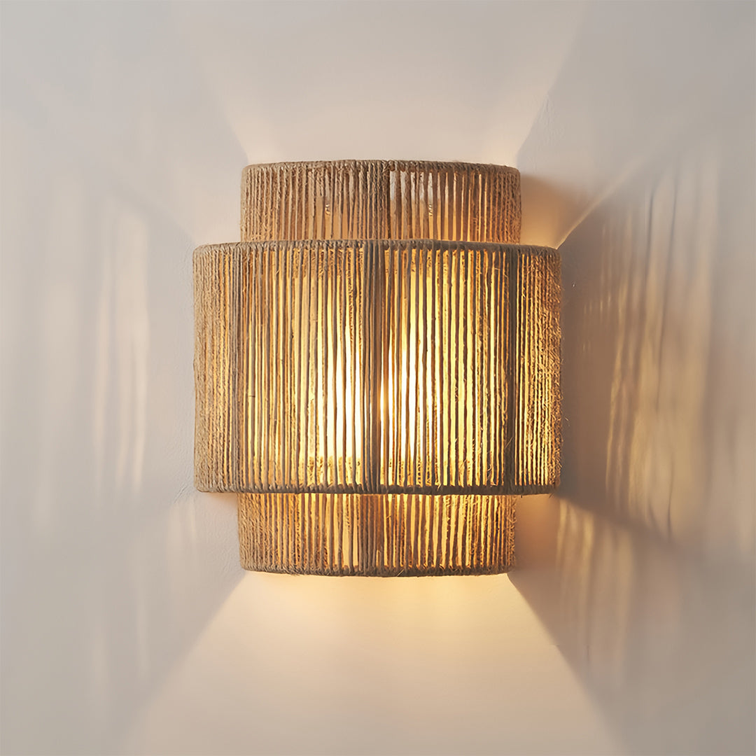 Japanese Wall Sconce Light Wabi Sabi Hemp Rope Wall Lamp