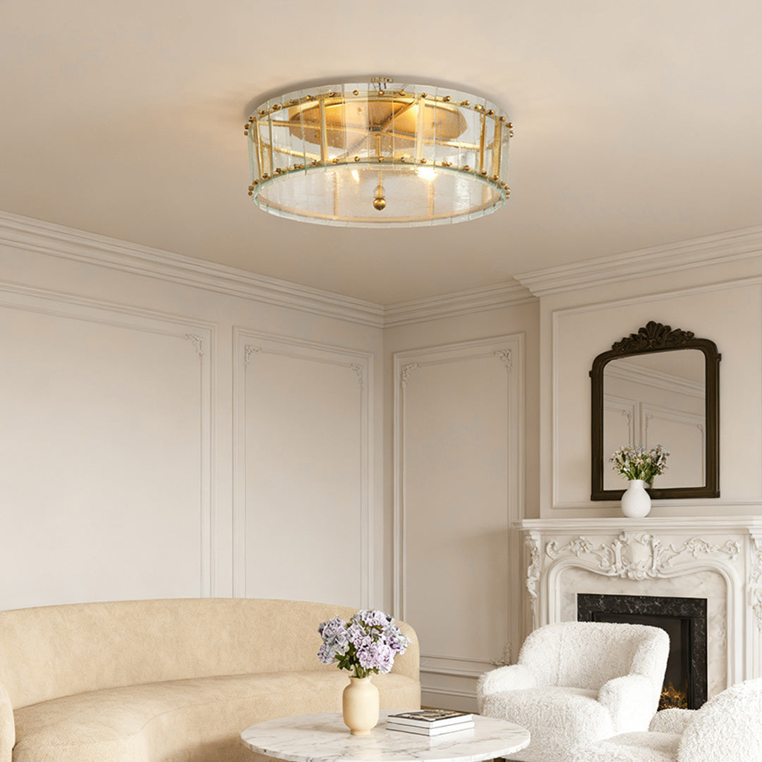 Flush Mount Gold Light Contemporary Elegant Luxury Round Glass Light