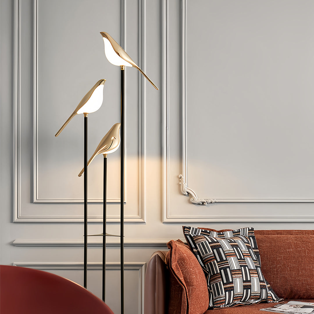 Bird Floor Lamp with 3 Heads Contemporary Artistic Accent Lamp