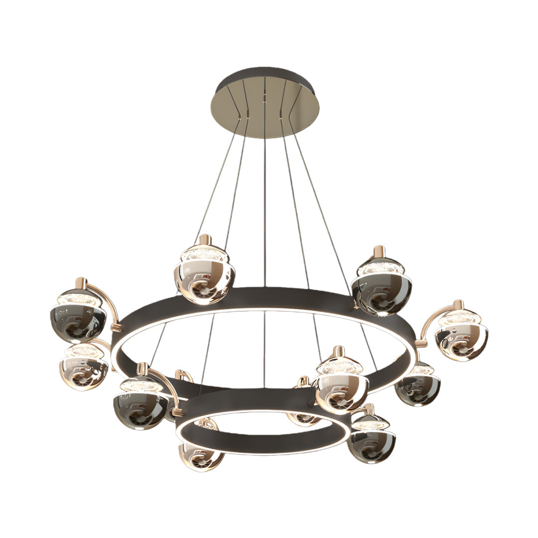 Black and Gold Modern Chandelier Acrylic LED Ceiling Light